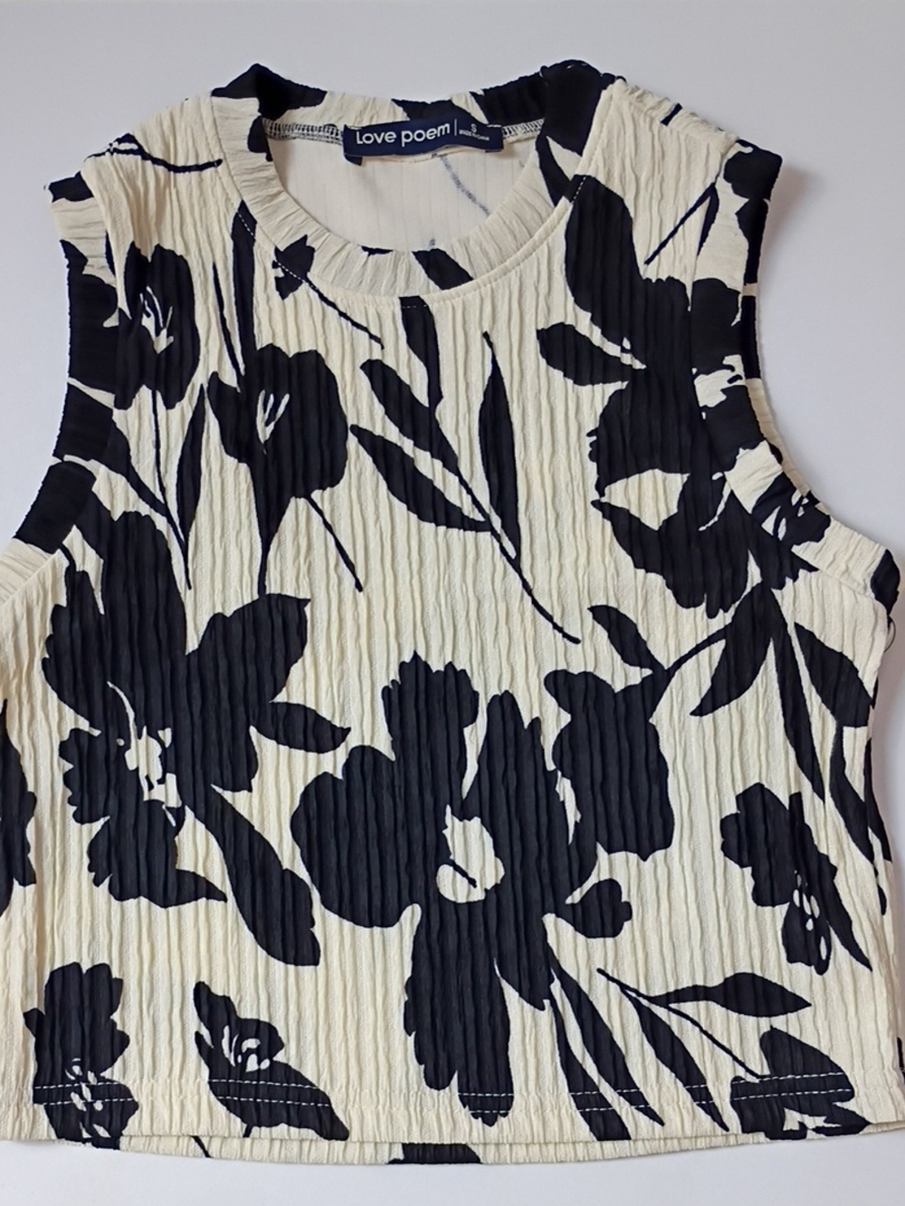 Love Poem Black & Cream Floral Tank Top